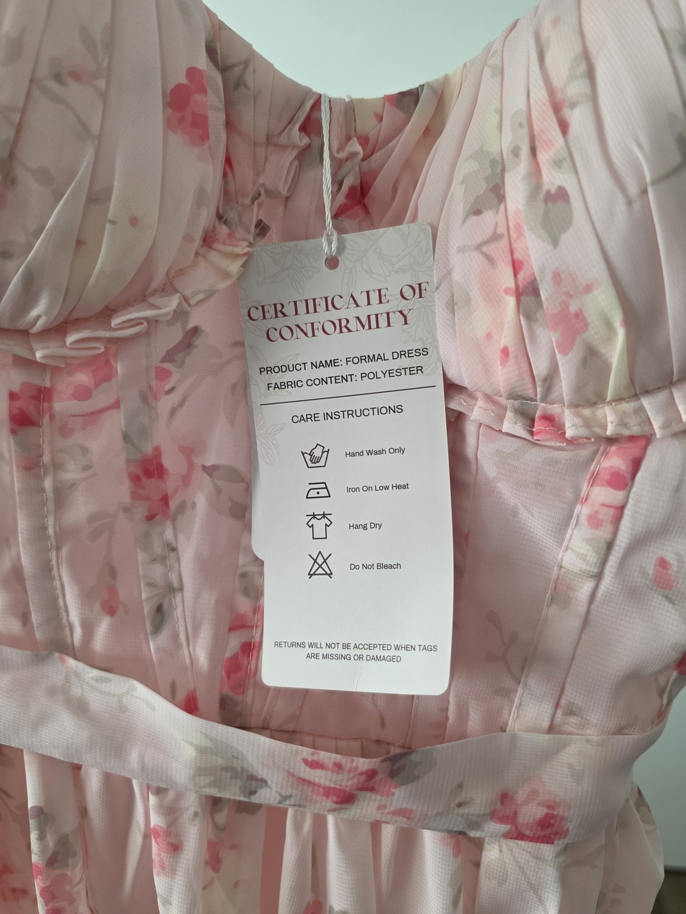 Women's Pink Floral Chiffon Dress - Picture 5 of 5